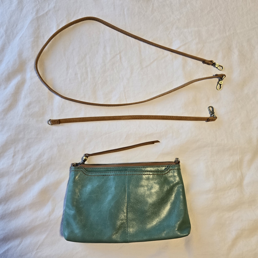 HOBO Teal Leather Crossbody with Tan Strap - Picture 11 of 14